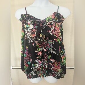 Lane Bryant Super Cute Ruffle Front Silky Floral Camisole